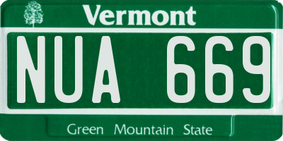 VT license plate NUA669