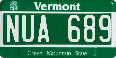 VT license plate NUA689