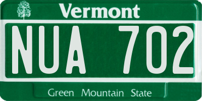 VT license plate NUA702