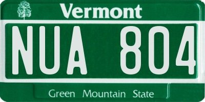 VT license plate NUA804