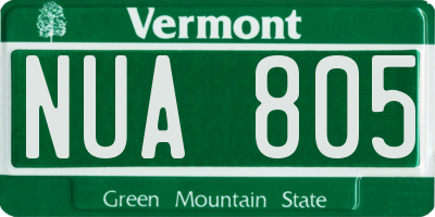 VT license plate NUA805