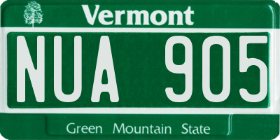 VT license plate NUA905