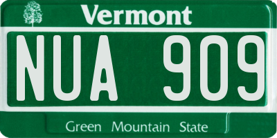 VT license plate NUA909