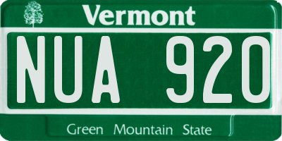 VT license plate NUA920