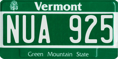 VT license plate NUA925