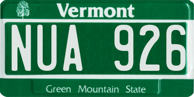 VT license plate NUA926