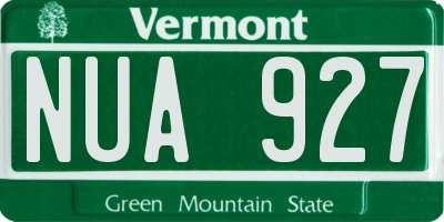 VT license plate NUA927