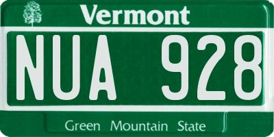 VT license plate NUA928