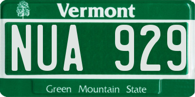 VT license plate NUA929