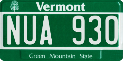 VT license plate NUA930