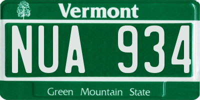 VT license plate NUA934