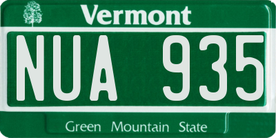 VT license plate NUA935