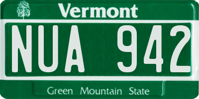 VT license plate NUA942