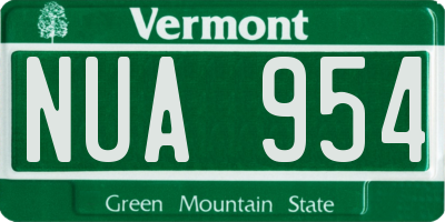 VT license plate NUA954