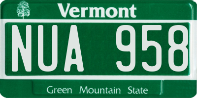 VT license plate NUA958