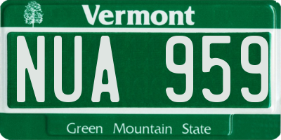 VT license plate NUA959