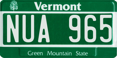 VT license plate NUA965