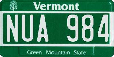 VT license plate NUA984