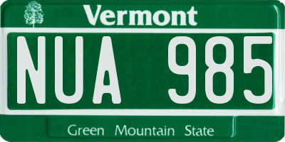 VT license plate NUA985