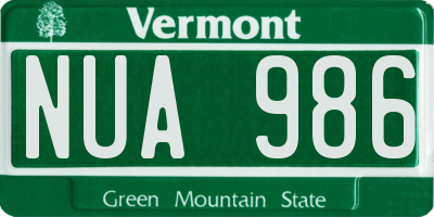 VT license plate NUA986