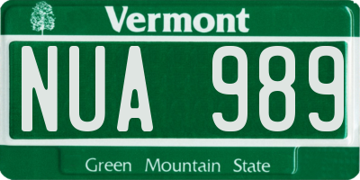 VT license plate NUA989
