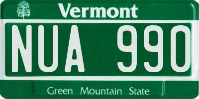 VT license plate NUA990