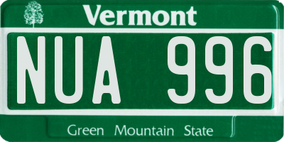 VT license plate NUA996