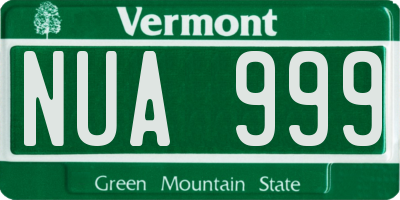 VT license plate NUA999
