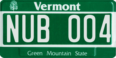 VT license plate NUB004