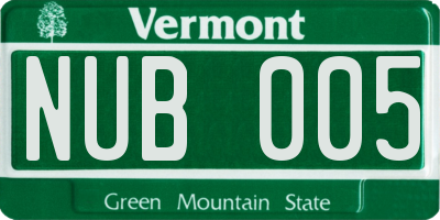 VT license plate NUB005