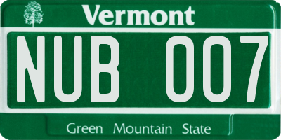 VT license plate NUB007