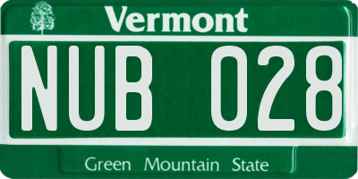 VT license plate NUB028