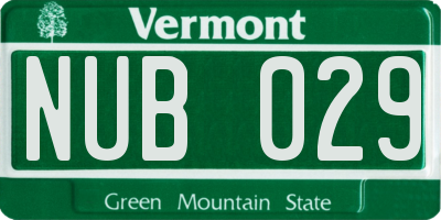 VT license plate NUB029