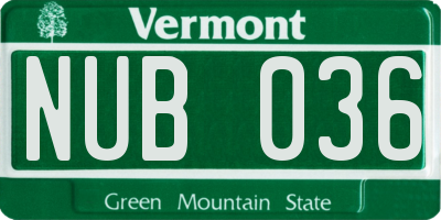 VT license plate NUB036