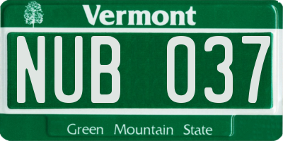 VT license plate NUB037