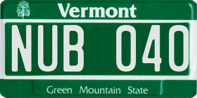VT license plate NUB040