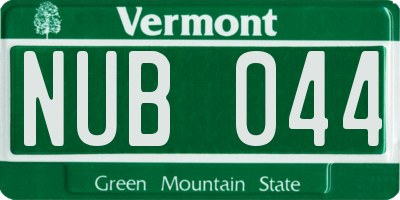 VT license plate NUB044