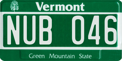 VT license plate NUB046