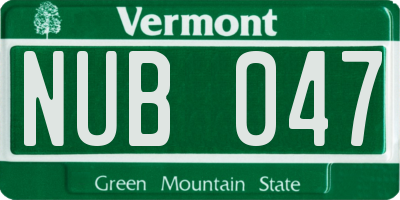 VT license plate NUB047