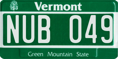VT license plate NUB049