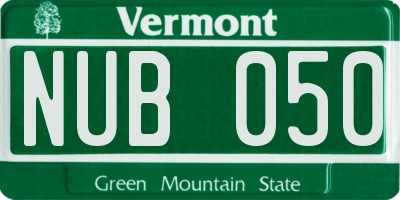 VT license plate NUB050