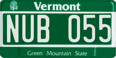 VT license plate NUB055