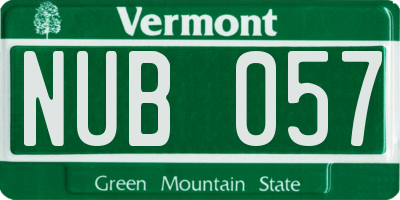 VT license plate NUB057