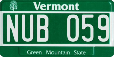 VT license plate NUB059