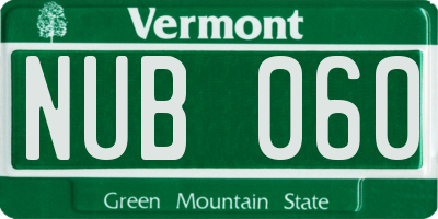 VT license plate NUB060