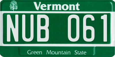 VT license plate NUB061