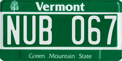 VT license plate NUB067