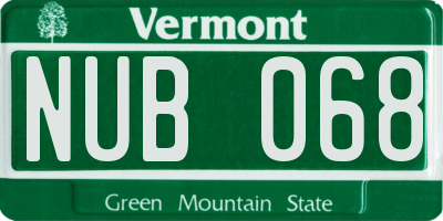 VT license plate NUB068