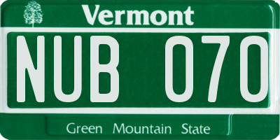 VT license plate NUB070