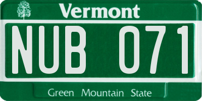 VT license plate NUB071